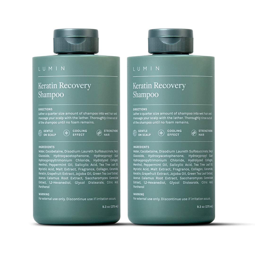 Lumin - Men’s Keratin Recovery Shampoo (2-Pack): Rehydrate Dry, Damaged Hair and Boost Hair Growth | Formulated with Tea Tree Leaf Oil for a Gentle, Cooling Cleanse
