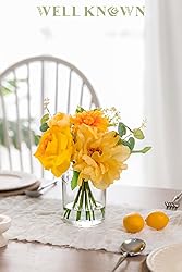 WELL KNOWN Artificial Flowers in Glass Vase with
