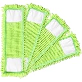 4Pcs Flat Mop Refill Pads, Absorbent for All Floors, 40cm Fit, Green
