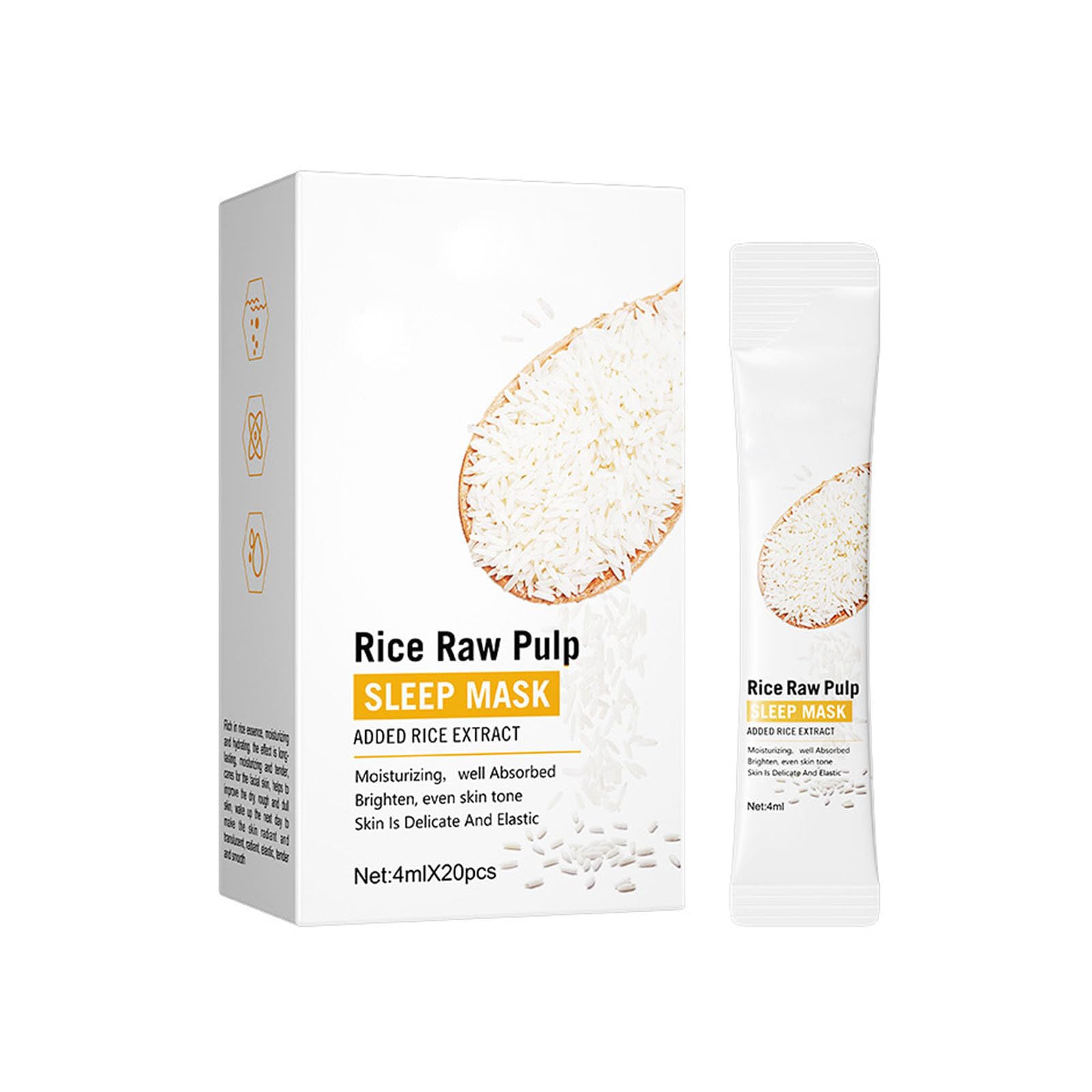 20 Pcs Rice Raw Pulp Sleep Mask Wash-Free Sleeping Mask Rice Mask for Face Hydrating Face Mask Moisturizing Anti-Aging Improves Skin Dullness for Shiny Glowing Skin