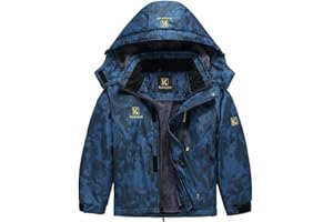 Keevoom Boy's Waterproof Ski Jacket Winter Warm Thick Snow Coat Windproof Fleece Kids Outdoor Hooded Snowboard Jackets