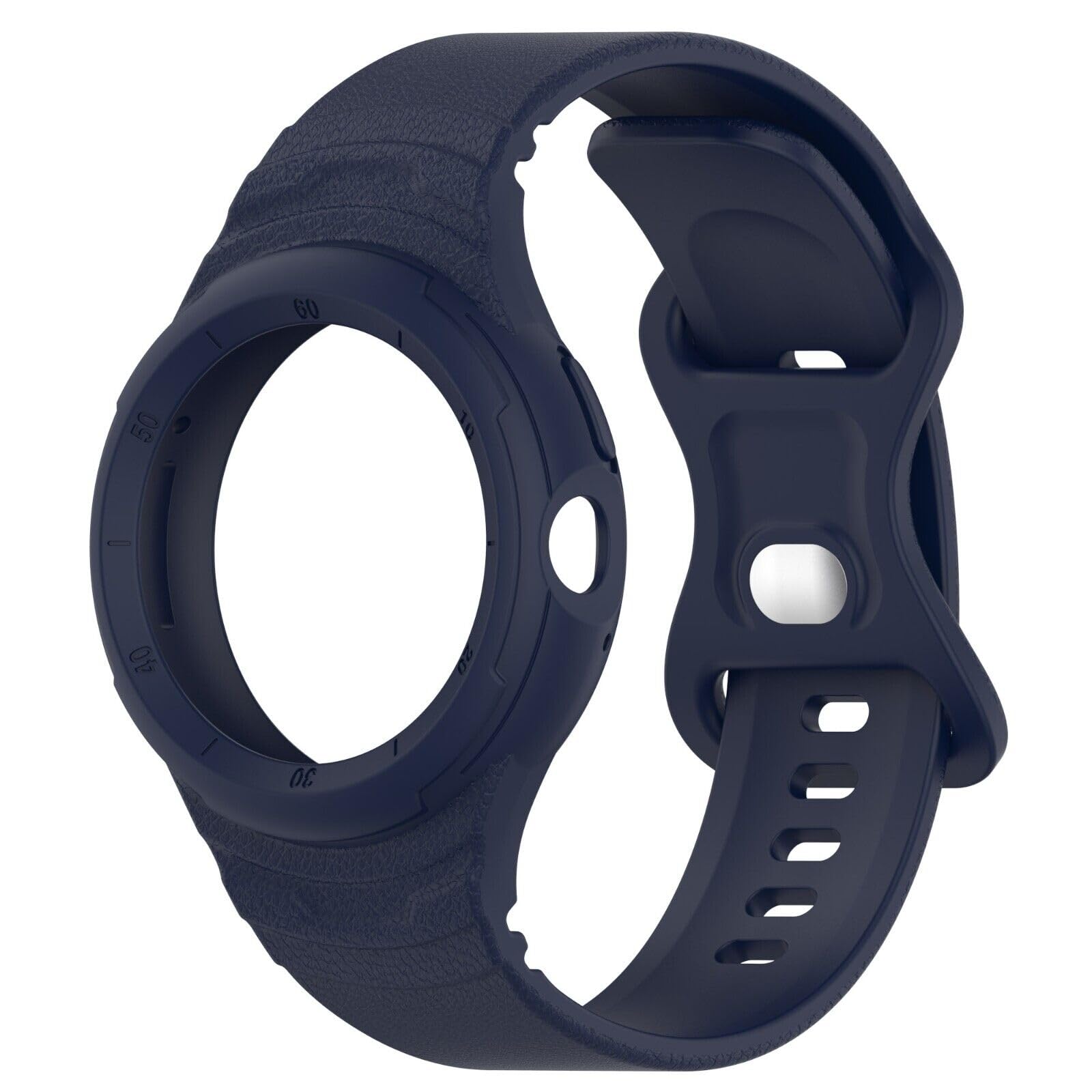 Panda Bobo Silicone Strap Compatible with Google Pixel Watch/Watch 2 Strap with Bumper Case, Soft Silicone Protective Bumper Case with Strap (Dark Blue)