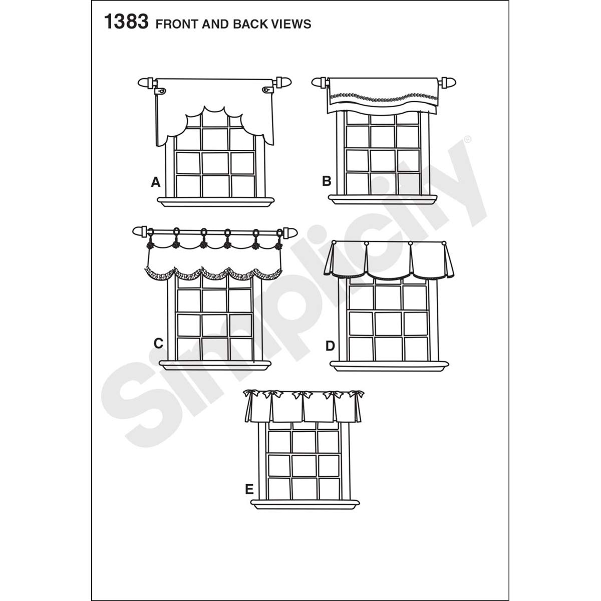 Paper White Simplicity Sewing Pattern 13 Valances For 36 To 40 Wide Windows Size Os One