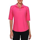 Viracy Half Sleeve Womens Golf Polo Shirts 1/4 Zip Up Moisture Wicking Running Workout Tops