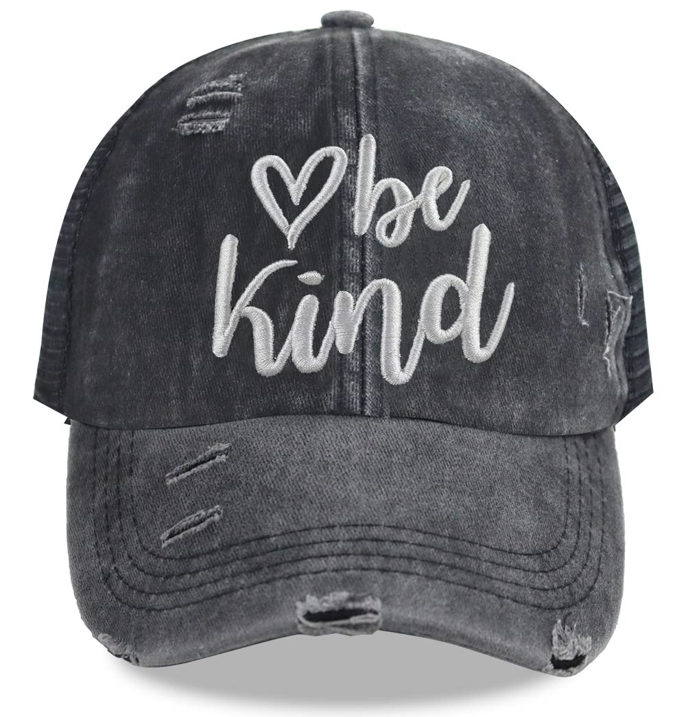 MANMESH HATT Be Kind Hat for Women Men, Vintage Washed Mesh Distressed ...