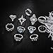 11 Pcs Vintage Women Mid Ring Set Flower Love Heart Rhinestone Joint Knuckle Nail Midi Ring Set …