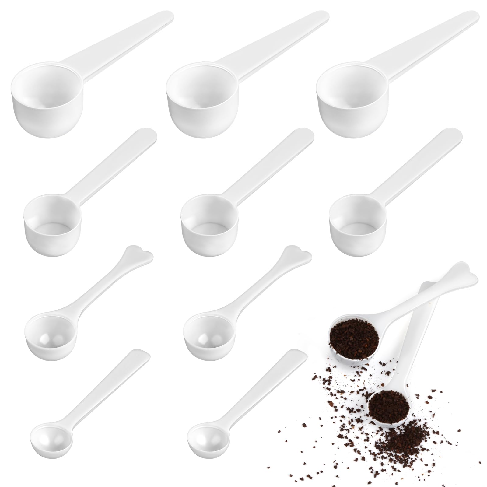 JIANGZHIB Measuring Spoons White 1g 3g 5g 10g Protein Gram Dosing Spoon Baking Coffee Washing Powder Milk Powder Spoon Pack of 12