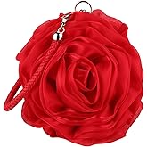Evevictor Flower Clutch Purse Small Evening Bag Sweet Wristlets Handbag Wedding Clutch Bag, Red