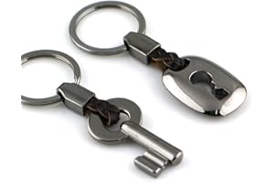 maycom Creative Fashion Leather Couple Keychain Key Chain Ring Keyring Key Fob Key & Lock 83513-1(Gunmetal Black)