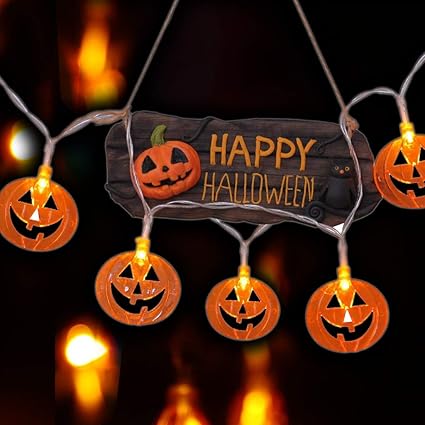 Home Decoration EFGTEK Halloween 20LED Pumpkin String Lights 3D Halloween Orange Pumpkin Lights Decor for Outdoor Garden Party Yard Patio Xmas Tree