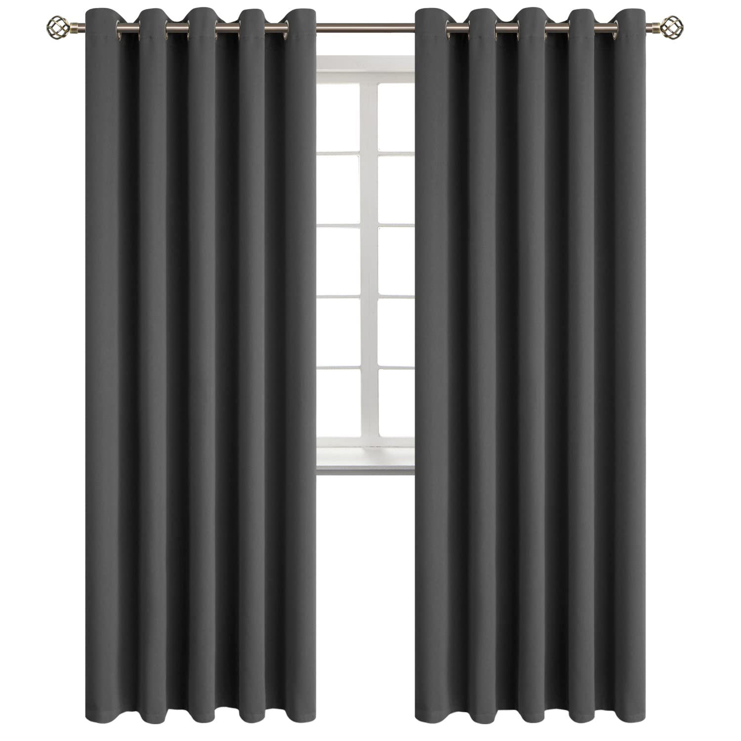 BGment Blackout Curtains for Bedroom - Grommet Thermal Insulated Room Darkening Curtains for Living Room, Set of 2 Panels (70 x 84 Inch, Dark Grey) Image