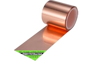GOORY Copper Foil Sheet Roll - 3Mil/40Gauge(0.08mm) 2in x 20ft Pure Thin Copper Sheet - ASTM B152 C11000 99.9+% Soft Flashing Roll for Crafting, Electrical, House Repair, DIY Project, Decoration