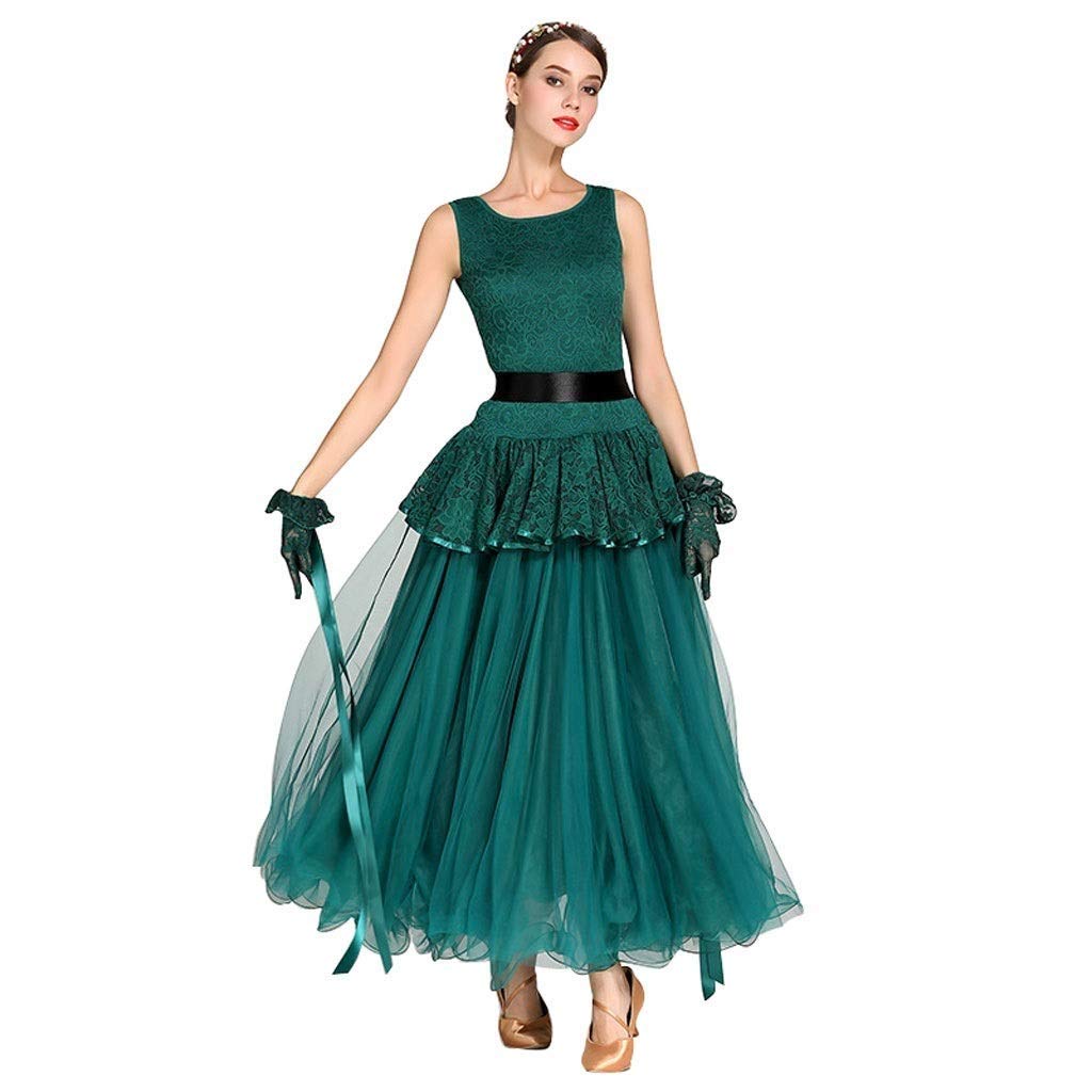 モダンダンスワルツノースリーブワンピーススリム国立社交ダンスダンスコンペロングaラインスイングスカート B07q9k6mxv L L グリーン グリーン L L 社交ダンス 限定販売 Language4you Com