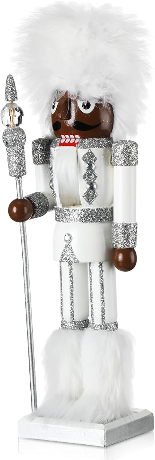 Nutcrackers - Wettarn Christmas African American Nutcracker Figures 14 Inch Wooden Black Gingerbread Man Nutcracker Soldier Christmas Wood Traditional Decorations for Holiday Decor
