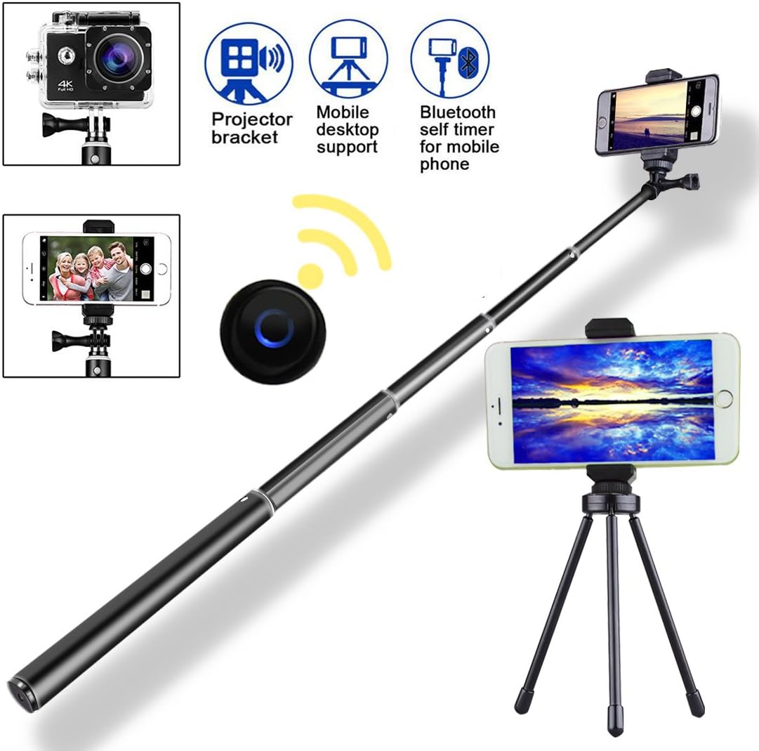 Jaroky Bluetooth Selfie Stick with Tripod, Wireless Remote with Extendable Stand for Travel, Upgrade Bluetooth Chips Compatible with Iphone8, Iphone7, Samsung, Huawei, Gopro and Other Android Phone