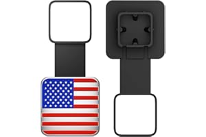OGYE 2 Inch Trailer Hitch Cover with American Flag, Metal Trailer Hitch Cover Fit for 2 Inch Hitch Receivers Class 3 4 5, 2'' Rubber Hitch Tube Cover Plug Cap (Blue/Red/Chrome)
