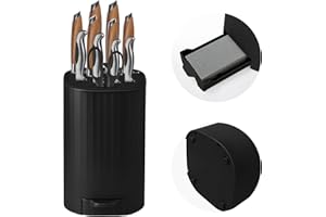 Knife Block Without Knives with Sharpening Stone Large Volume with Scissors Slot Knife Holder Qoosea Easy Cleaning Detachable