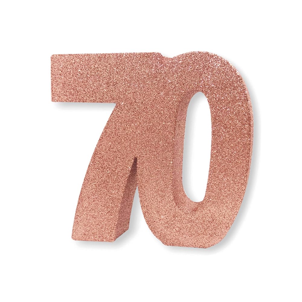 Number 70 Glitter Table Decoration Rose Gold| Table Centrepiece | Table Decorations Centrepiece | 70th Birthday Decorations | Pack of 1 | 20cm |H127