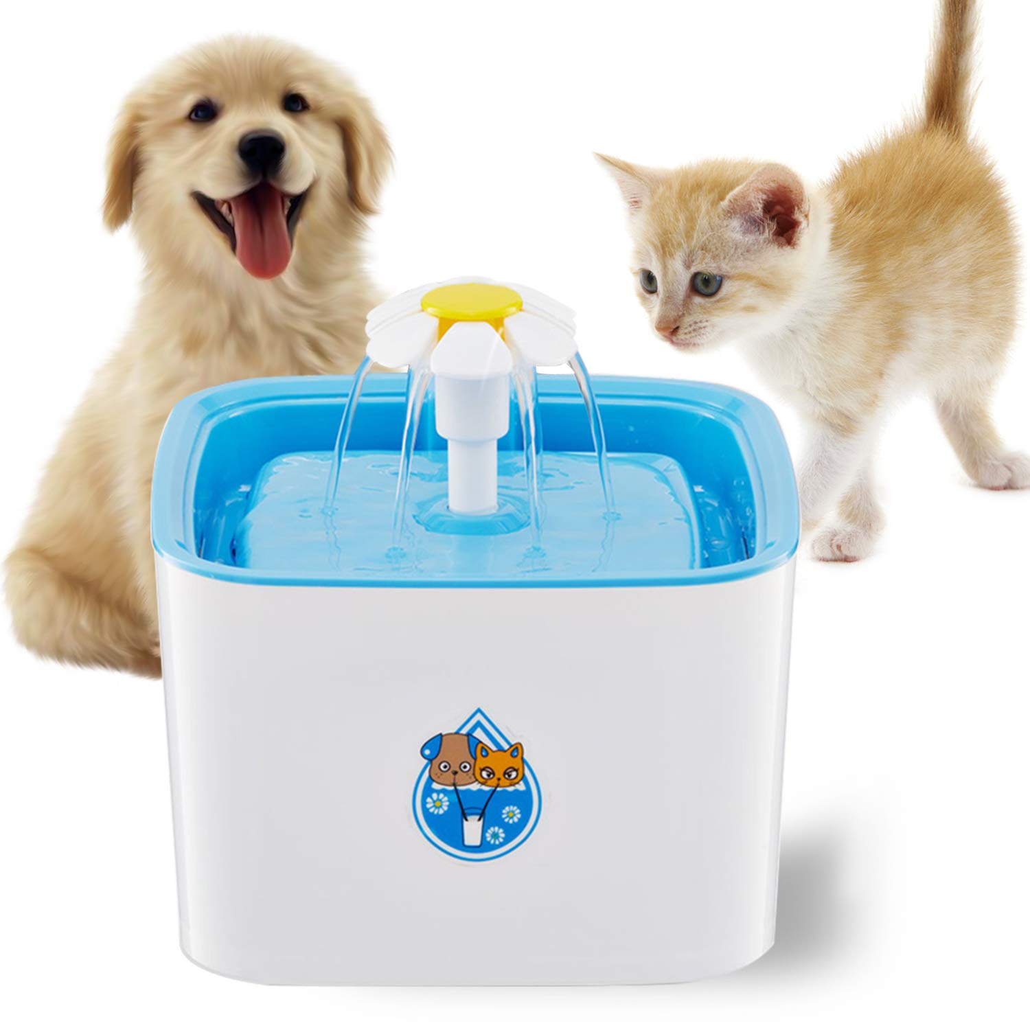 LoHi Cat Water Fountain Pet Electric Dispenser, Healthy Safey Super Quiet 3-Stage Activated Carbon Automatic Water Bowl Filter 84 oz.- Dogs, Cats, Piggy Small Animals (Pet Fountain)