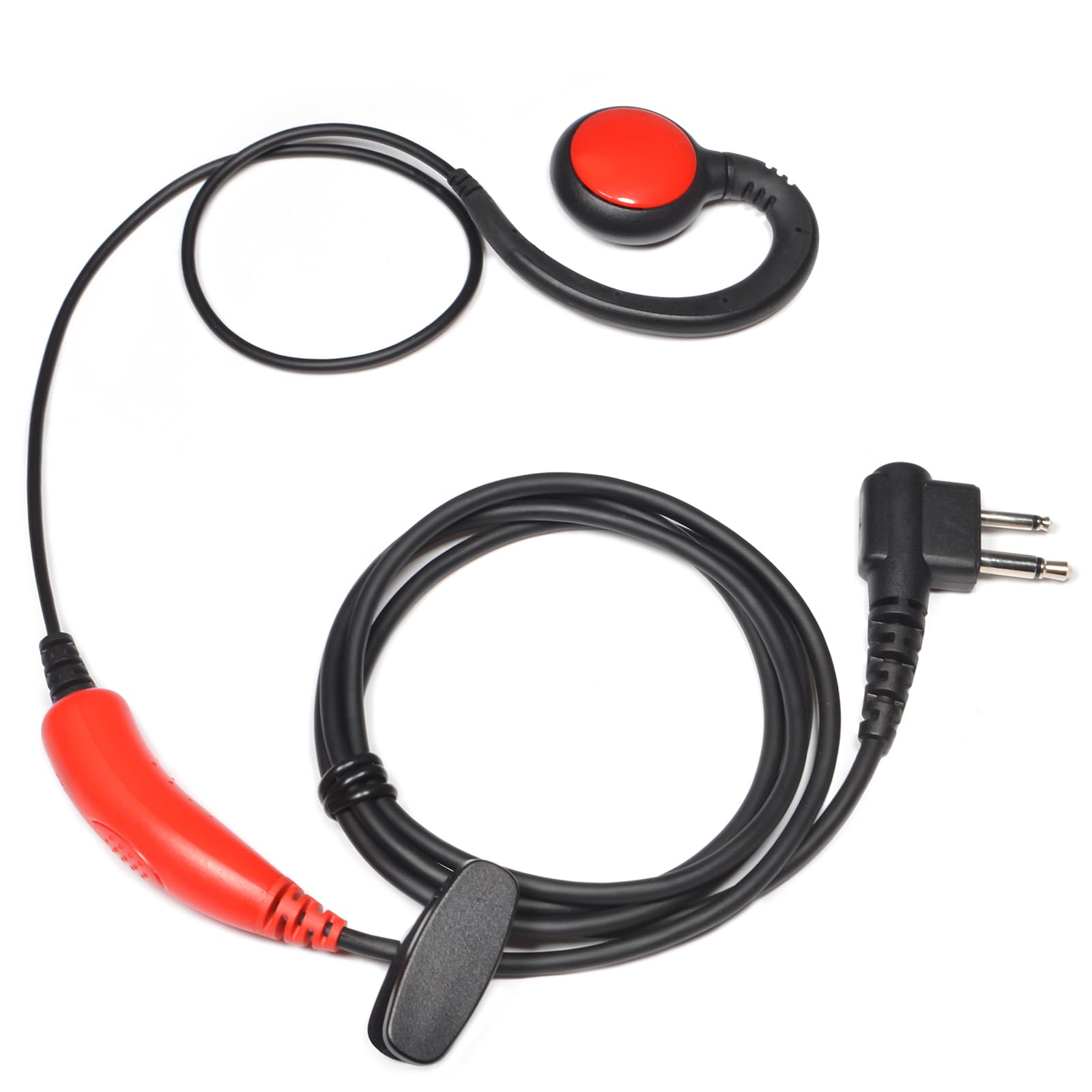 UAYESOK G Shape Radio Ear Piece Headset with Mic 2 Pin for Motorola Walkie Talkie DP1400 CP040 XT420 XT460 GP300 CLS1110 Hytera PD405 PD505 TC620 Midland G15 G18 Security Guard Accessories (Red)