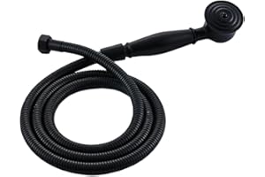 HEJIGOOD Matte Black Vintage Handheld Shower Head Set Solid Brass Telephone Style with 59 Inch Stainless Steel Hose G1/2 Univ