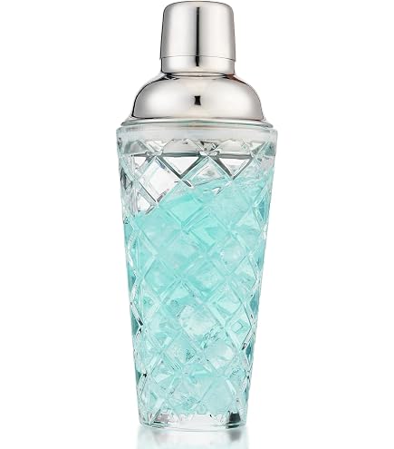 Shaker à Cocktail En Verre JOYCEMALL 400 Ml - Avec Passoire Et Couvercle Inox | Style Rétro Élégant