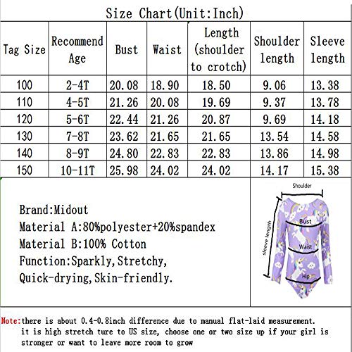 image for Midout Leotards for Girls Ballet Gymnastics 3/4 Long Sleeve Sparkles U