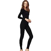 Liang Rou Women's Scoop Neck Long Johns Ultra Thin Modal Thermal Underwear Top & Bottom Set