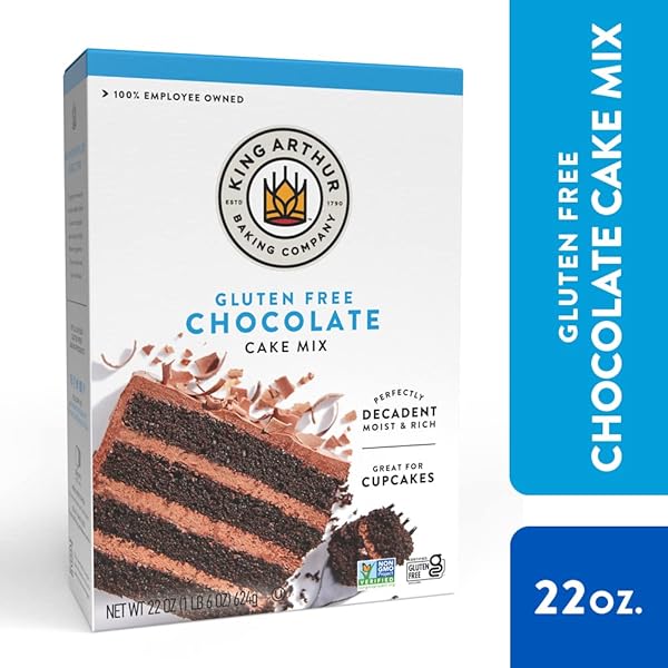 KING ARTHUR GLUTEN FREE CHOCOLATE CAKE MIX: RICH, MOIST, AND DELICIOUS DESSERT FOR BIRTHDAYS AND SPECIAL OCCASIONS – NON-GMO, KOSHER, NON-DAIRY BAKING MIX (22 OZ)