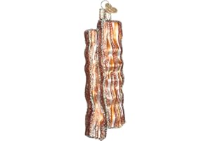 Old World Christmas Bacon Strips Glass Blown Ornament for Christmas Tree, Handcrafted Holiday Decoration, Food - Breakfast Collection