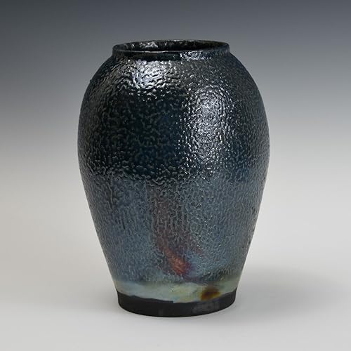 Amazon Com Raku Handmade Wheel Thrown Crawling Textured Vase