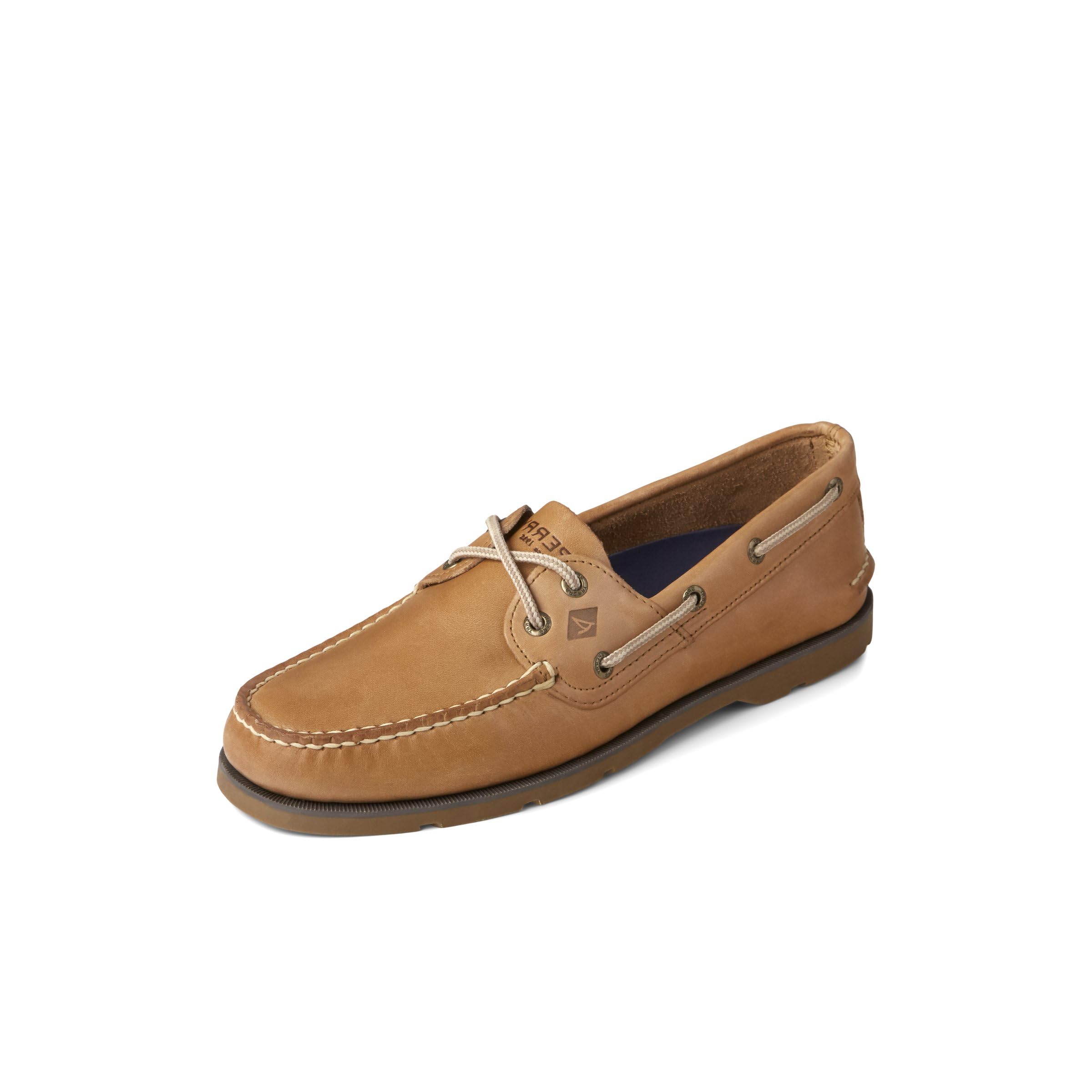 Sperry Men’s Leeward 2-Eye Leather Boat Shoe, Sahara/Tan, 9.5 W