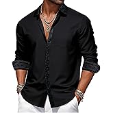 Barry.Wang Mens Business Shirts Long Sleeve Button Down Formal Shirt Collar Cuff Contrast Casual Dress Shirt Party Disco