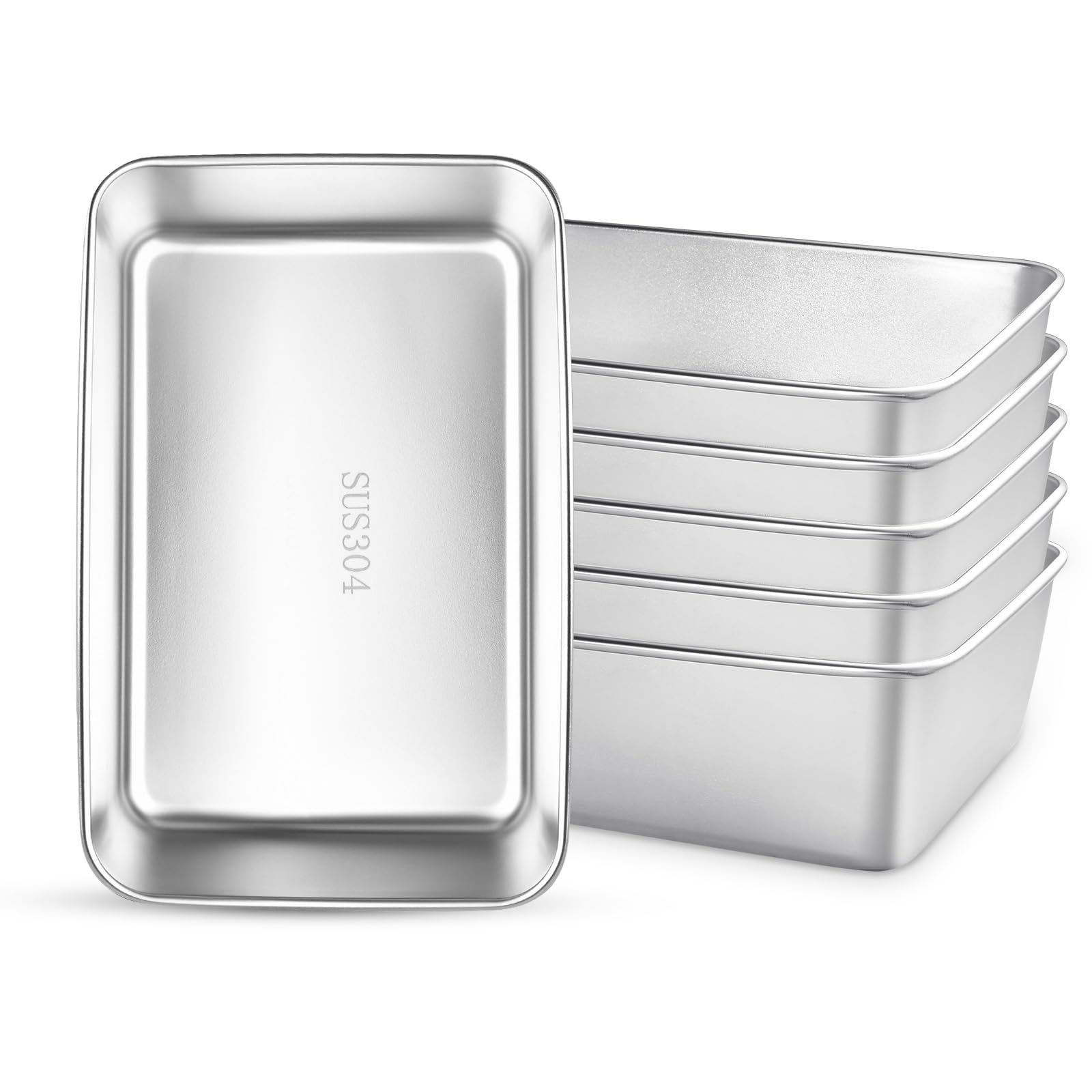 Photo 1 of Aemygo 6 Pack Loaf Pan for Baking Bread, 304 Stainless Steel Bread Loaf Pan Meatloaf Pan for Homemade, Banana, Lasagna Cake, Brownies, Lasagnas, Oven & Dishwasher Safe