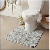 ENSFTF Toilet Rug U-Shaped - Super Absorbent & Non-Slip Bathroom Rug, Soft Plush Toilet Surround Mat, Machine Washable, Fits Standard Toilet Base 16x20 Inch, Boho Style
