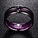 Nuncad Purple Tungsten Ring for Men 8mm Center Grooved Black Matte Finish Beveled Edge Size 7 to 12