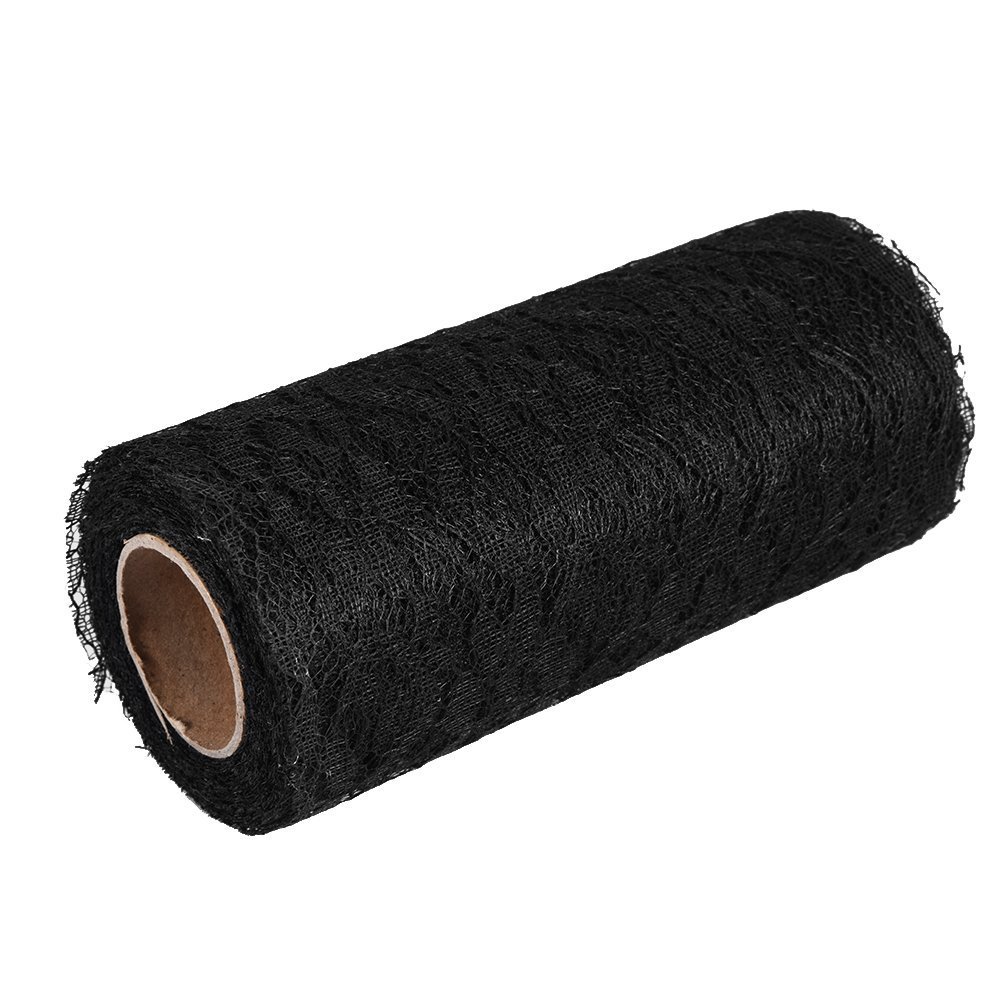 Floral Lace Roll 10 Yard Black Table Runner for Wedding Chair Sashes Bridal Shower Decorations Party Gift Bow — image 1