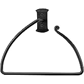 RTZEN Wrought Iron Hand Towel Holder - Matte Black Towel Ring for Bathroom or Kitchen - Farmhouse, Vintage, Rust Resistant, Easy to Install, Hand-Forged Decorative Rustic Bathroom Decor