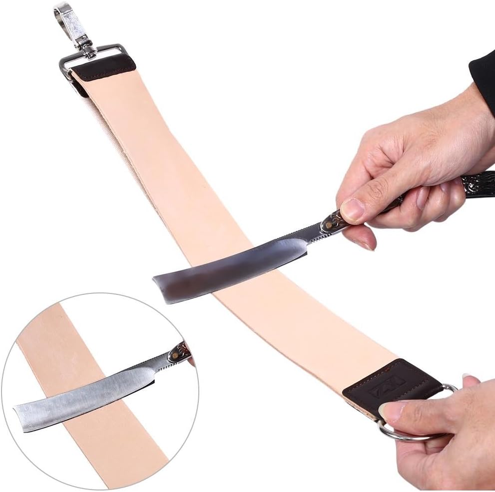 Cimenn Genuine Leather Canvas Strop Strap Barber Straight Razor Folding