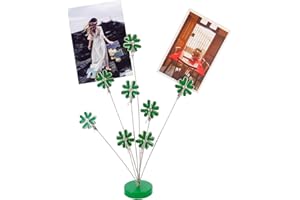 TFU 8-Branch Family Tree Picture Frame Holder, Card Photo Clips Holder Desk Stand for Memo Paper Note Photo Christmas Wedding Card Display (Green Clover)