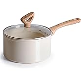 T-fal Revive Ceramic Nonstick Sauce Pan with Lid, 3 Qt Small Cooking Pot, Oven Safe Up To 350°F Saucepan Cookware, Kitchen Pots and Pans, Beige Granite
