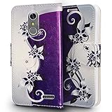 Alcatel A30 Fierce (2017) / Alcatel A30 Plus Walters / Alcatel REVVL 5049W (Not For Coolpad REVVL Plus) Case, Luckiefind Premium PU Leather Flip Wallet Cover Case, Stylus Pen (Wallet Purple Vine)