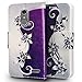 Alcatel A30 Fierce (2017) / Alcatel A30 Plus Walters / Alcatel REVVL 5049W (Not For Coolpad REVVL Plus) Case, Luckiefind Premium PU Leather Flip Wallet Cover Case, Stylus Pen (Wallet Purple Vine)