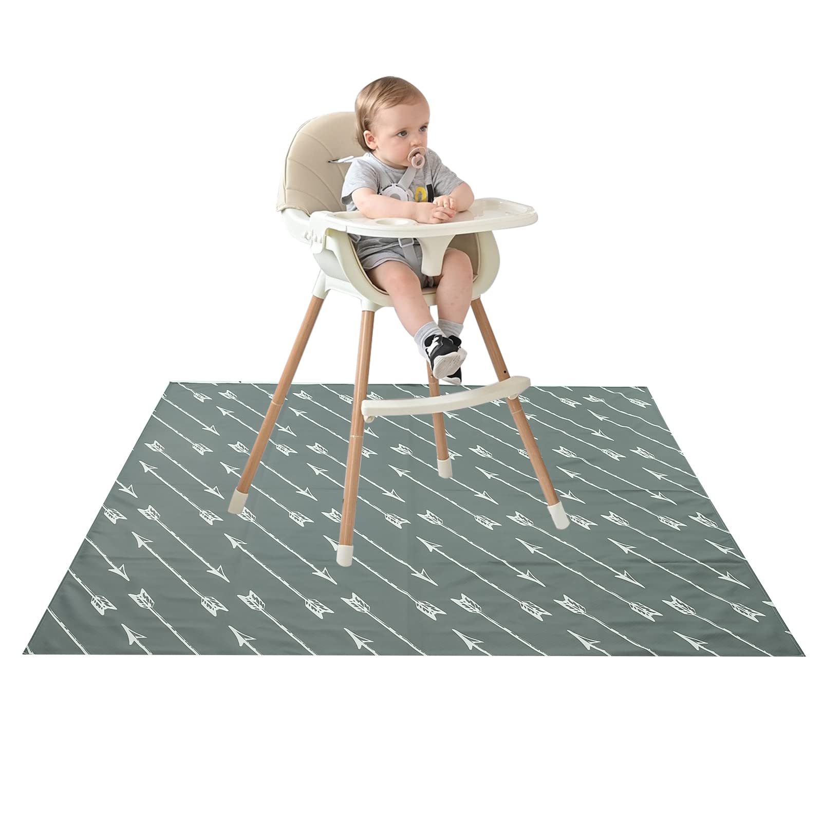 53'' Splash Mat Under High Chair Baby Highchair Mat For Floor Splash Mat Splat Mat Waterproof Washable Floor Mat For Baby High Chair Splat Mat For High Chair Washable Floor Mat Portable Non-Slip Mat
