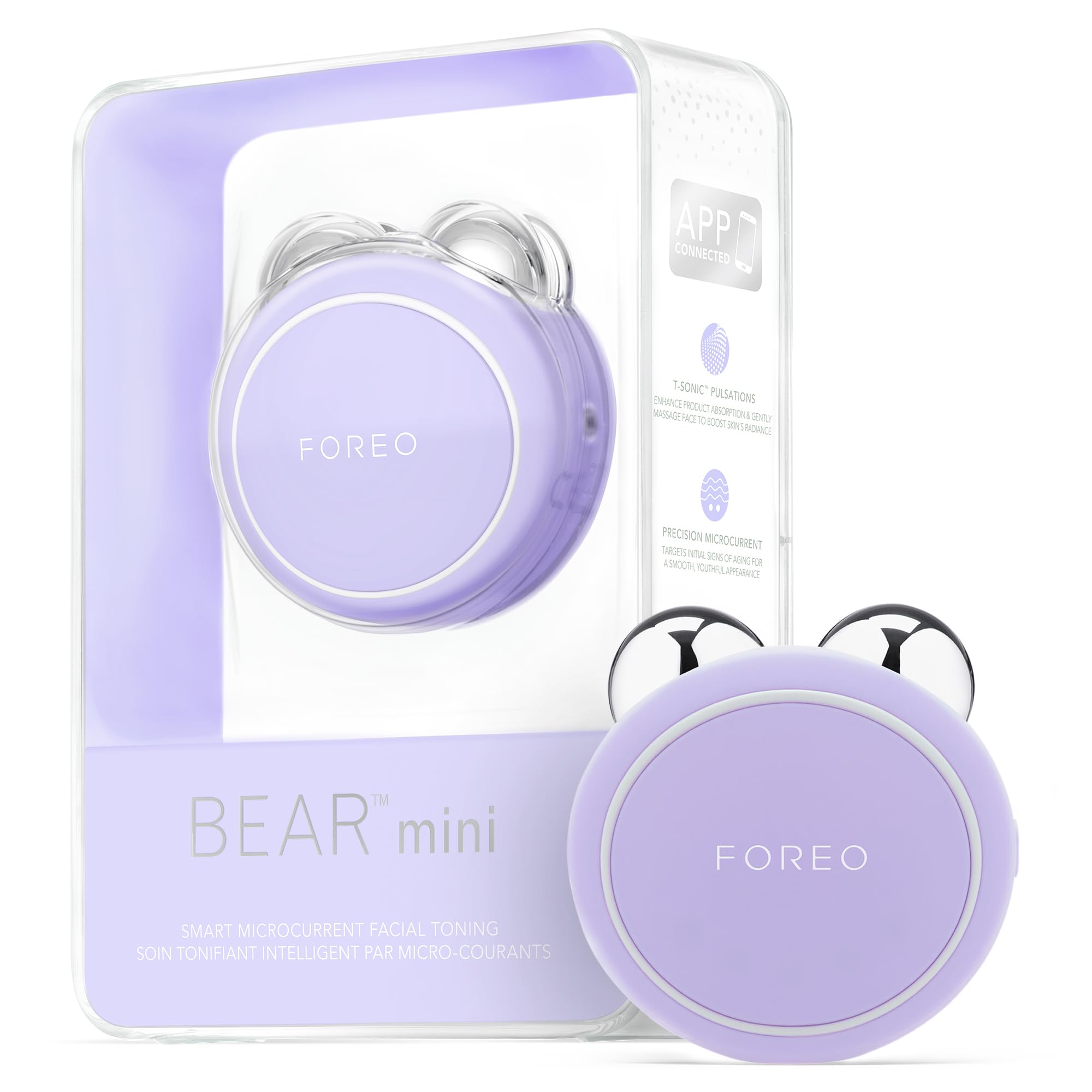 Foreo Bear Mini Targeted Microcurrent Face Lifting Device - Face Massager - Face Sculpting Device - Skin tightening machine - Lavender