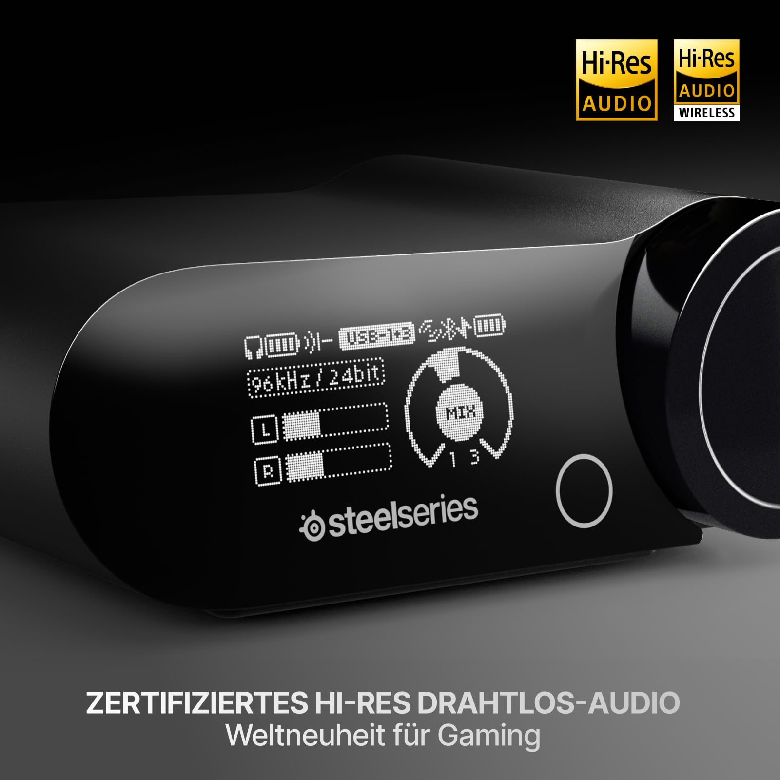 SteelSeries Arctis Nova Elite - Schwarz- Hi-Res Wireless-Headset – 96 kHz/24 Bit – Carbonfaser – ANC – KI-Geräuschunterdrückung – App – 2,4 GHz + BT – Multi-Source-Mix – OmniPlay PC+PlayStation+Xbox 2