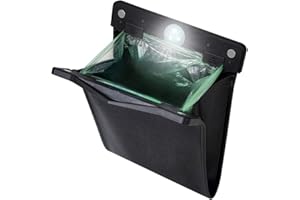 YICHEYIYOU Smart LED Car Trash Can Waterproof Garbage Bag Passenger Side Artificial Leather Storage Pocket Leak Proof Reusable Traveling Portable Offices Toilet Garbage Cans Back Seat Hanging (Black-1pack)