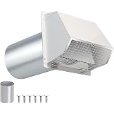 4 Inch Dryer Vent Cover Outside Hooded Wall Vent with Screen and Damper, Exhaust Vent Wall Mount Exterior Wall Vents Cover Cap for Dryer Ventilation&amp;Outdoor Air Exhaust,Galvanized Steel,White
