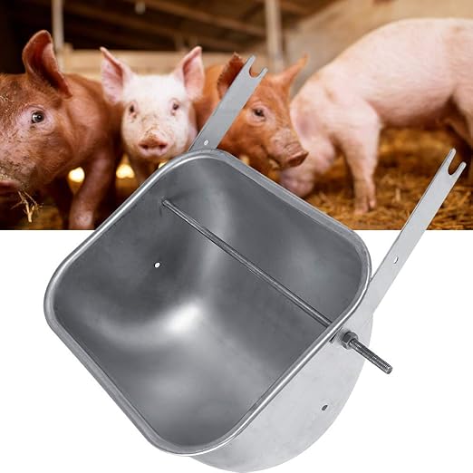 Jimfoty Pig Feed Trough Stainless Steel Pig Feeding Bowl Feeding