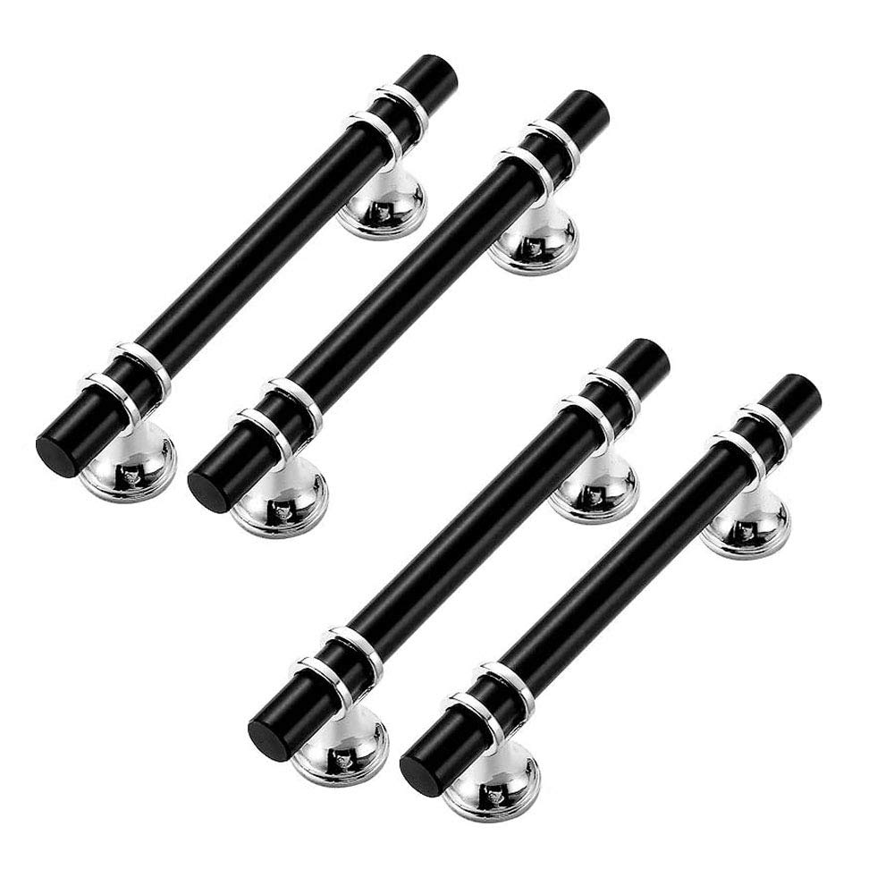 Amasawa 4 Piece Furniture Handles, Black Kitchen Cabinet Handles, Door Stick, Kitchen Furniture in Aluminium Alloy, with Screws, for Cupboard, Drawer, Bedroom, Furniture (96 mm)
